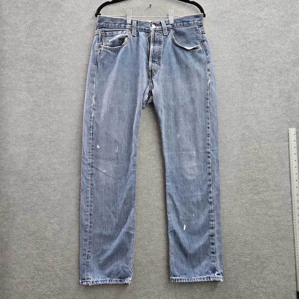 Levi's 501 Men Jeans 32X30 Light Blue Denim Straight Leg Y2K Button Fly READ